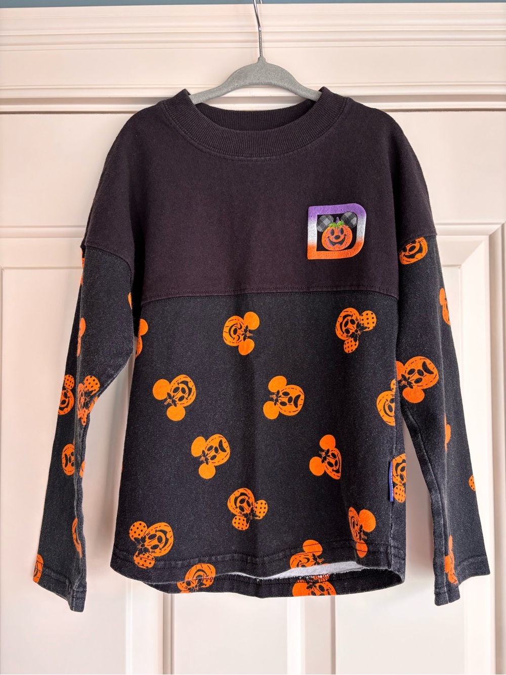 Disney Black & Orange Halloween Mickey Mouse Long-Sleeve Tee